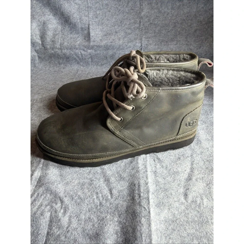 UGG Neumel Waterproof Grey Gray Leather Chukka Boots Men's 12